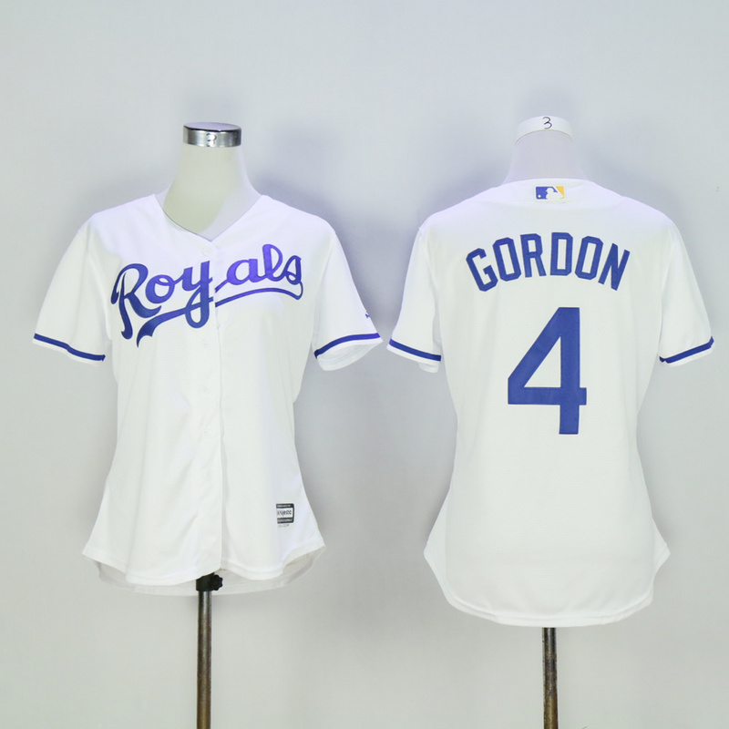 Women Kansas City Royals #4 Gordon White MLB Jerseys